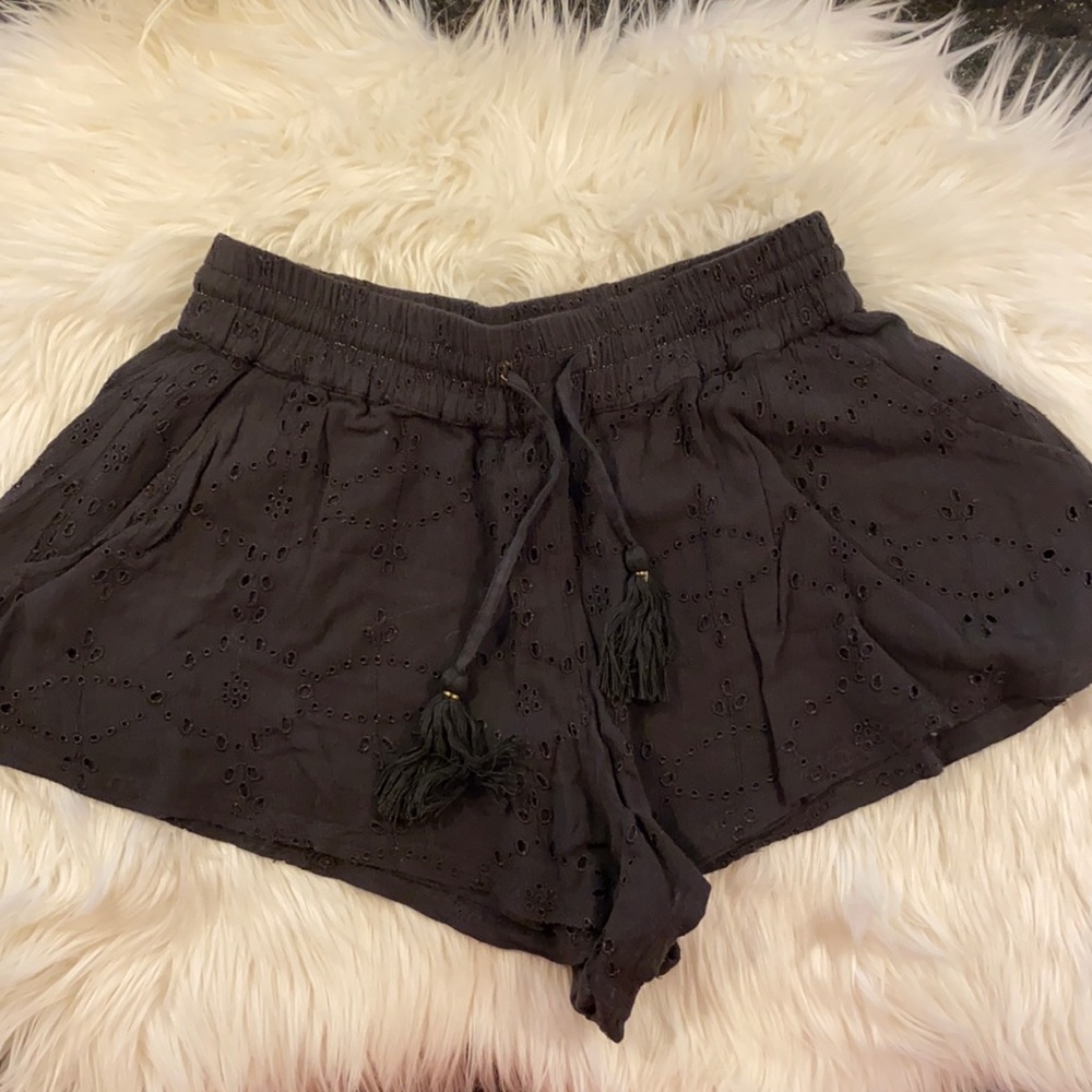 Free People black flowy shorts eyelet material